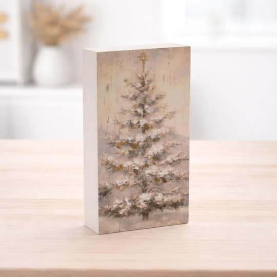 Melrose 10" Rustic Christmas Tree Block Signs, 2ct.